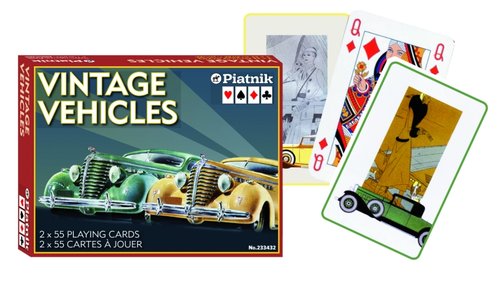 Prezent z klasą Karty VINTAGE VEHICLES Piatnik 2 talie