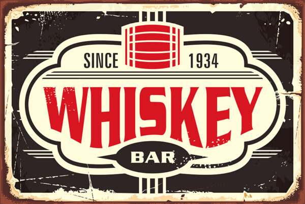 WHISKY upominek metalowa vintage 20 x 30 cm