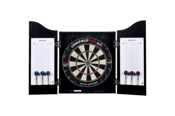 Szafka do darta Longfield PRO 501, tarcza sizalowa do rzutek, czarna ,