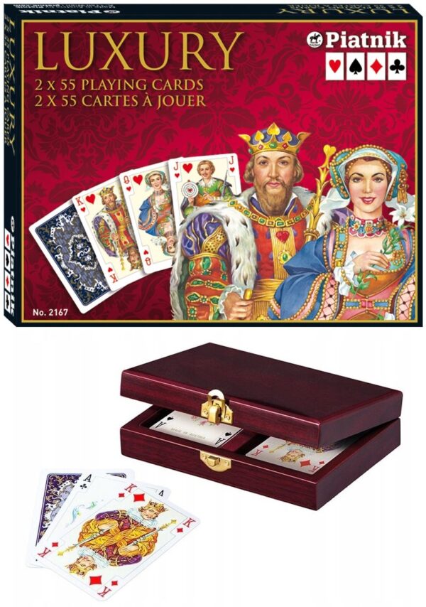 Karty Luxury  PIATNIK w Drewnianej Szkatułce