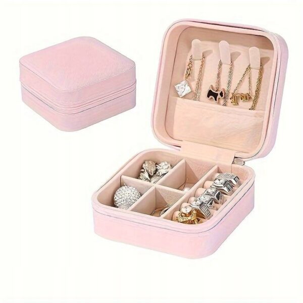 PUDEŁKO NA BIŻUTERIĘ MAŁA SZKATUŁKA ETUI KUFEREK, ORGANIZER Pudrowy róż