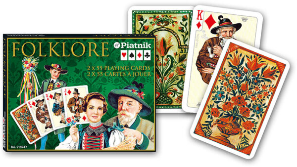 Karty do Gry Piatnik Folklor - Kolekcja Luxury z Ludowymi Motywami   2 Talie