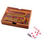 Cribbage gra karciana z planszą drewno akacjowe 52 karty zestaw