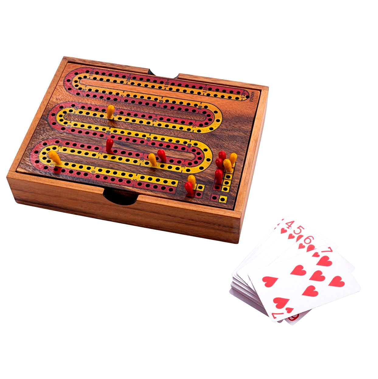 Cribbage gra karciana z planszą drewno akacjowe 52 karty zestaw