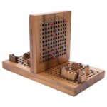 STATKI Bitwa Morska Drewniana–SOLIDNA Klasyczna Gra Strategiczna 30x17 cm
