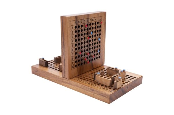 STATKI Bitwa Morska Drewniana–SOLIDNA Klasyczna Gra Strategiczna 30x17 cm