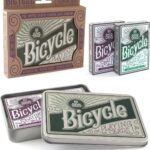 Karty Zestaw dwie talie retro w metalowej puszce, karty vintage Bicycle