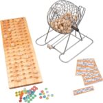 Gra Bingo Lotto Drewniane 90 Kul Metalowy Bęben Zestaw
