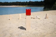 KUBB Gra Wikingów Drewniana KRÓL 30cm Ogrodowa Gra Zręcznościowa z Workiem - obrazek 2