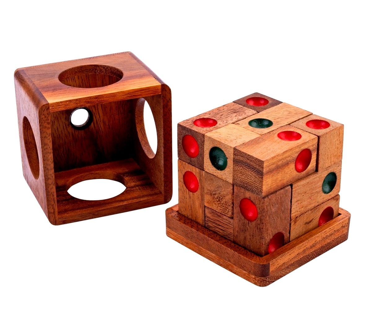Drewniana Kostka Logiczna 3D Puzzle Łamigłówka